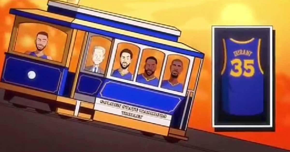 NBA / 【影片】杜蘭特「乘客」實錘？官方製作短片表明態度：柯瑞開大巴載著KD