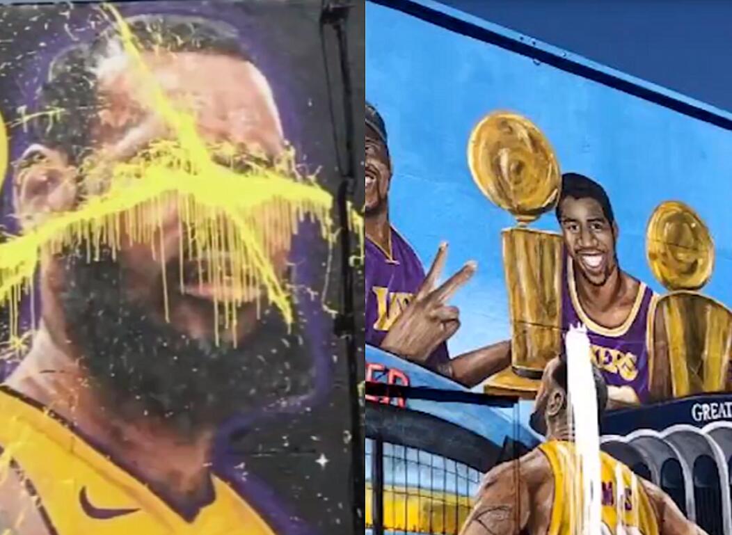 NBA / 詹姆斯洛城壁畫曾被潑油漆！亞瑞納斯再酸：他得接受自己是湖人租來的！