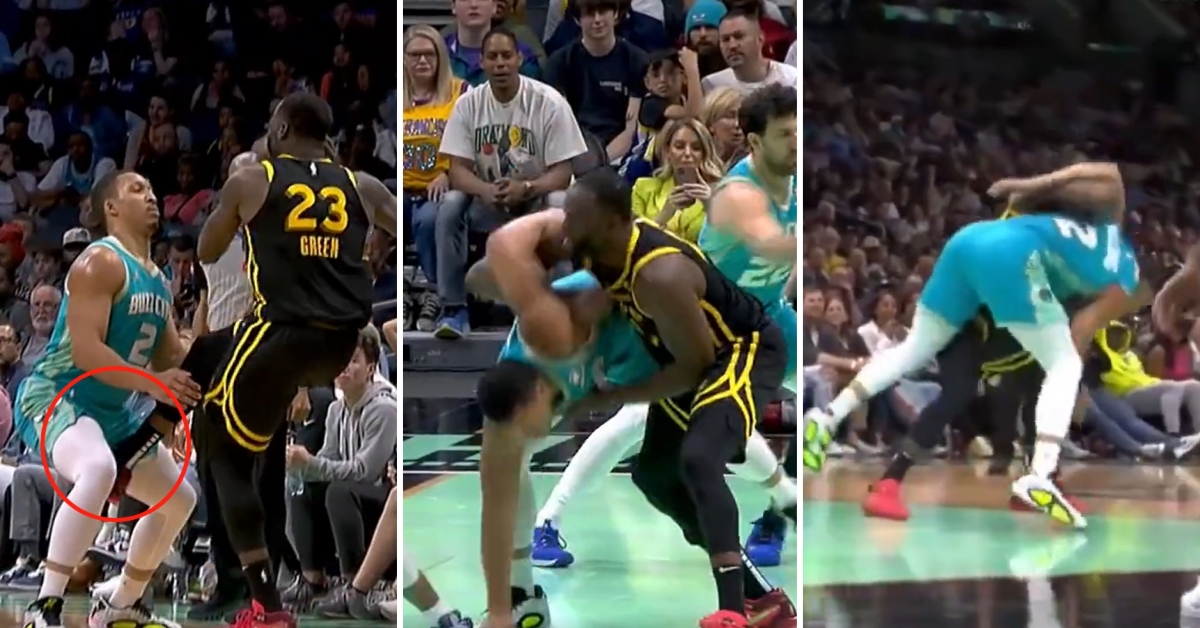 NBA / 【影片】勇士「綠師傅」動作又惹爭議！格林「踢襠+抱摔」威廉斯，被吹進攻犯規