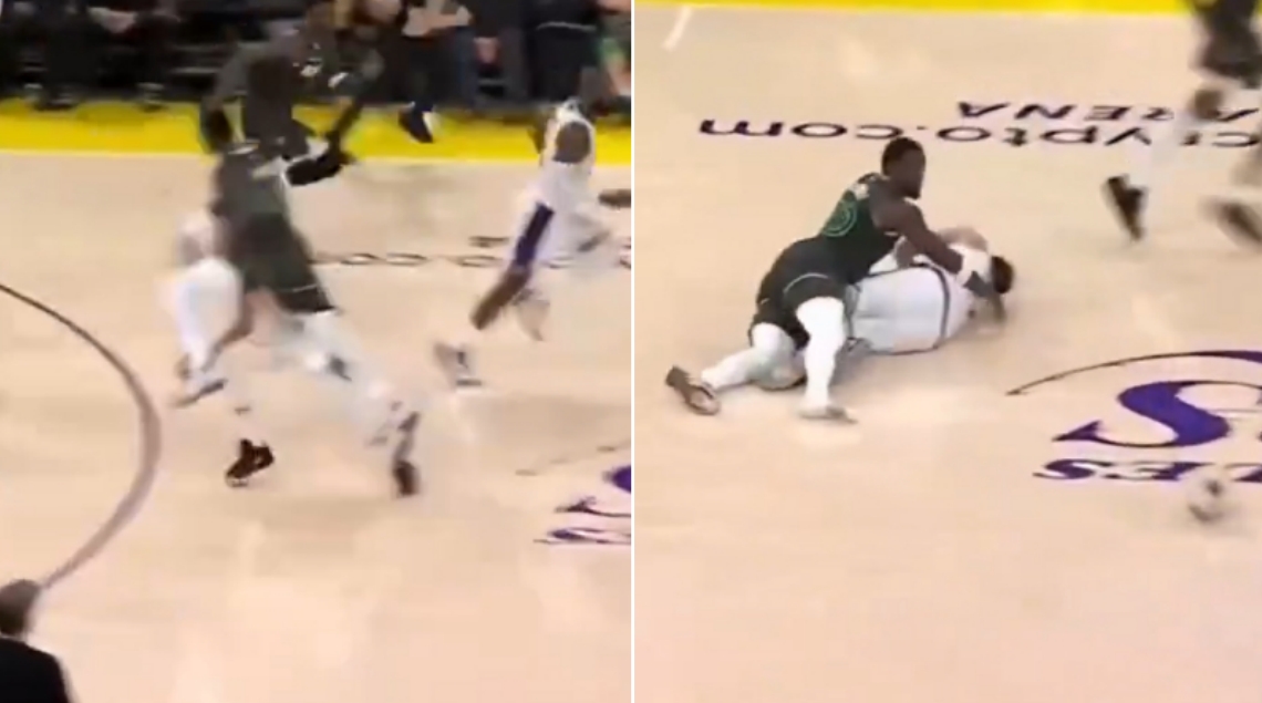 NBA / 【影片】危險動作！藍道飛撲撞翻東契奇，後者痛苦倒地揉大腿！