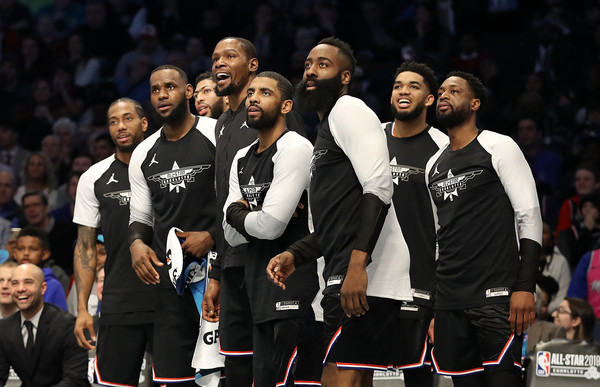 LeBron James, Kevin Durant, Dwayne Wade, James Harden, Kyrie Irving - LeBron James and James Harden Photos - 2019 NBA All-Star Game - Zimbio