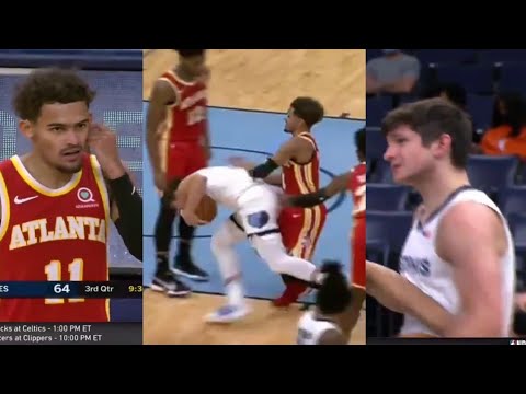 Trae Young fouled Grayson Allen then pushes him to the floor. - YouTube