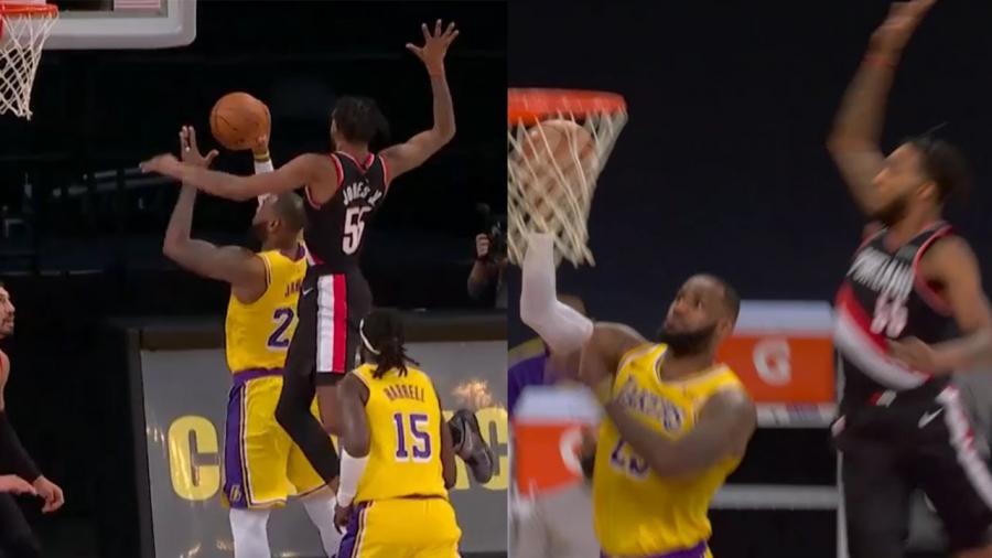 Derrick Jones Jr. powerful block on LeBron James - YouTube