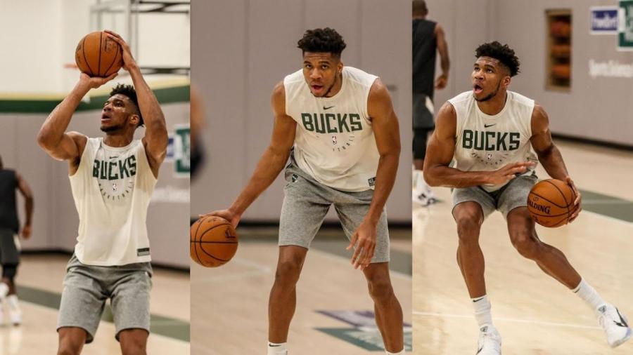 How Giannis Antetokounmpo works on his shot at Milwaukee Bucks training camp - YouTube