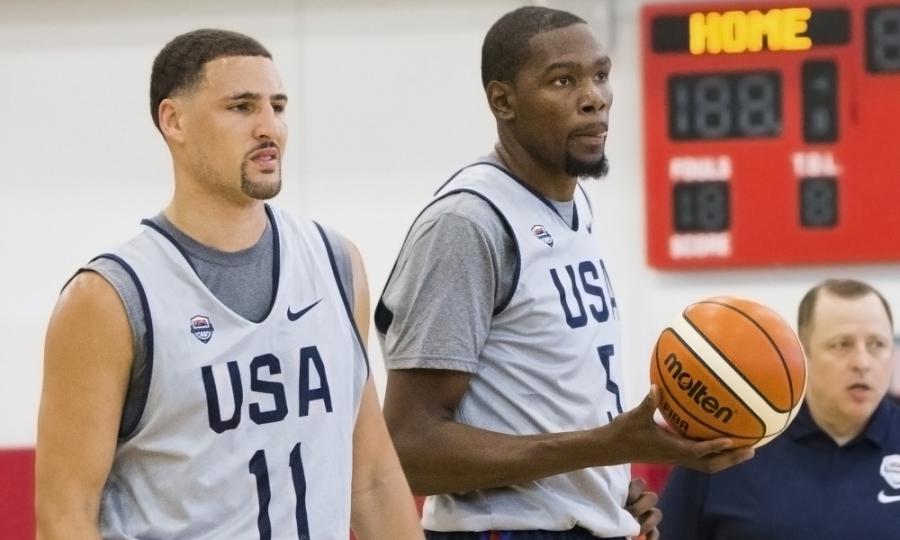 VIDEO] Kevin Durant & Klay Thompson's INSANE Three Point Battle At Training Camp