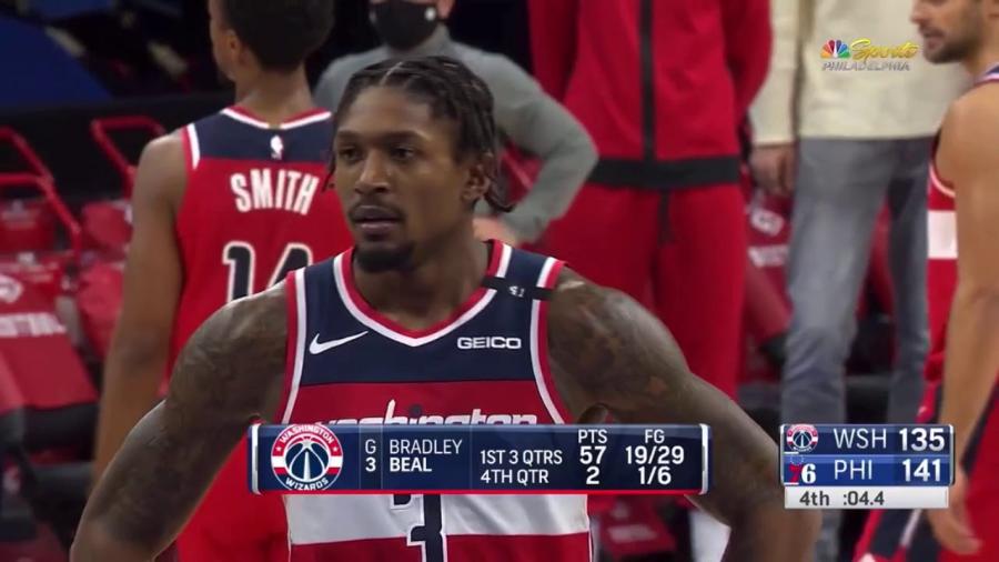 Bradley Beal for 60 points | January 6 | Wizards vs 76ers - YouTube