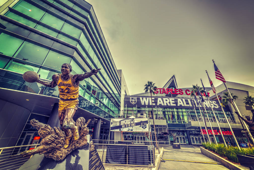 Los Angeles CA USA - October 28 2016: Magic Johnson statue in Staples Center