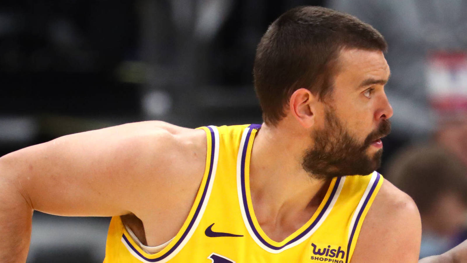 Dec 18, 2020; Phoenix, Arizona, USA; Los Angeles Lakers center Marc Gasol (14) against the Phoenix Suns during a preseason game at Phoenix Suns Arena. Mandatory Credit: Mark J. Rebilas-USA TODAY Sports