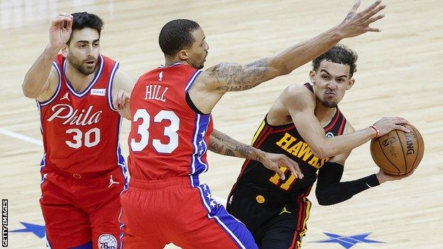 NBA play-offs: Trae Young&#39;s 35 points lead Atlanta Hawks to victory over Philadelphia 76ers - BBC Sport