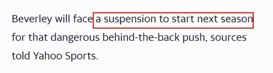 曝貝弗利將被聯盟禁賽！本人已向保羅道歉：情緒失控不是針對你