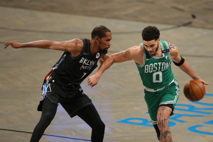 Jayson Tatum reacts to Kevin Durant&#39;s praise in a recent interview