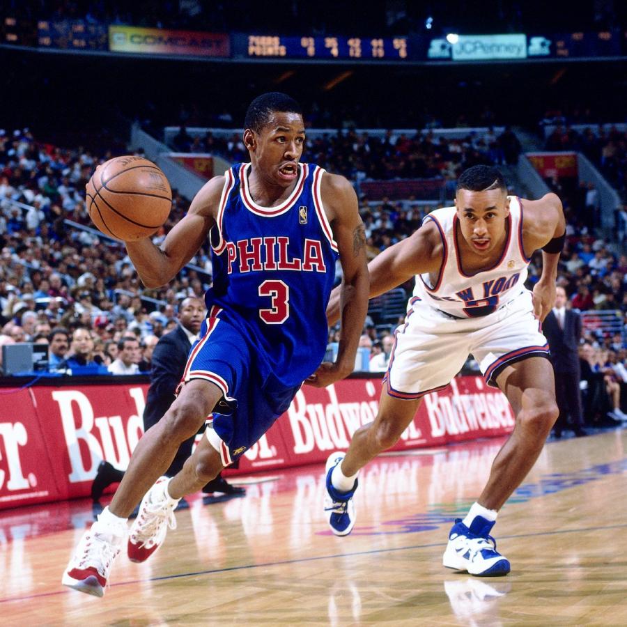 NBA History on Twitter: &quot;On Nov. 23, 1996, rookie Allen Iverson tallied 26 PTS, 9 REB &amp; 9 AST as the @sixers defeat John Starks (20 PTS) &amp; the @nyknicks 109-92 in