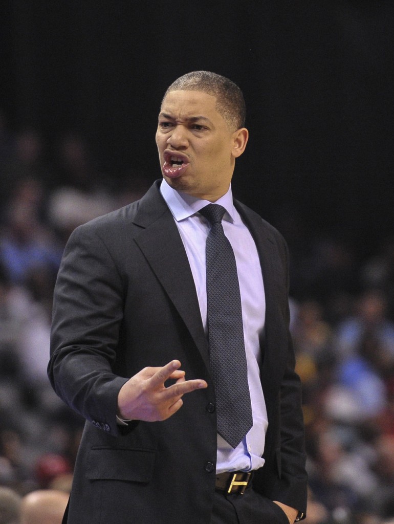 Feb 23, 2018; Memphis, TN, USA; Cleveland Cavaliers head coach Tyronn Lue reacts during the first half against the Memphis Grizzlies at FedExForum. Mandatory Credit: Justin Ford-USA TODAY Sports