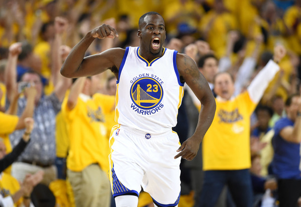 Jun 19, 2016; Oakland, CA, USA; Golden State Warriors forward Draymond Green (23) reacts after a play during the first quarter against the Cleveland Cavaliers in game seven of the NBA Finals at Oracle Arena. Mandatory Credit: Bob Donnan-USA TODAY Sports