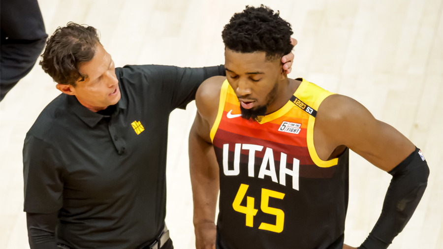 Quin-Snyder-and-Donovan-Mitchell-vs.-Clippers-Game-1