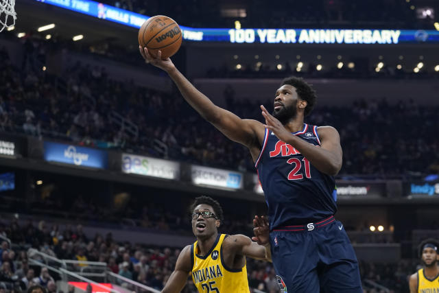 Embiid scores 45, 76ers beat Pacers to pull even in Atlantic