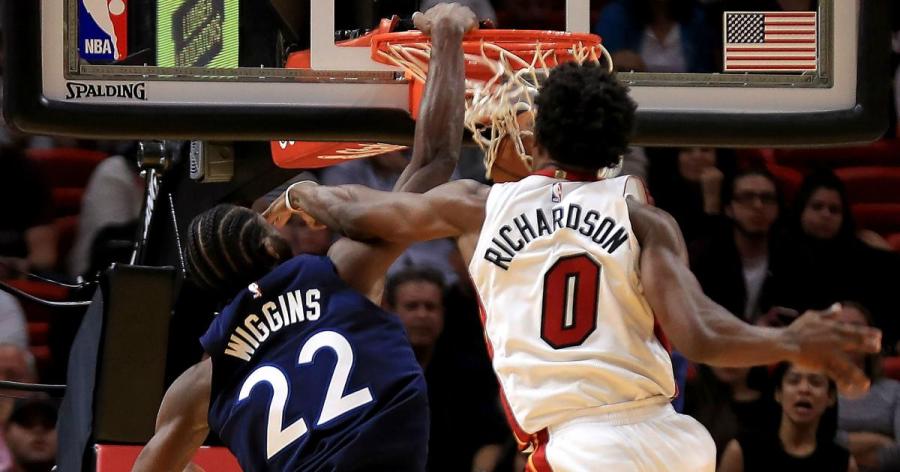 Timberwolves' Andrew Wiggins dunks on Heat's Richardson in win | Sporting News Canada