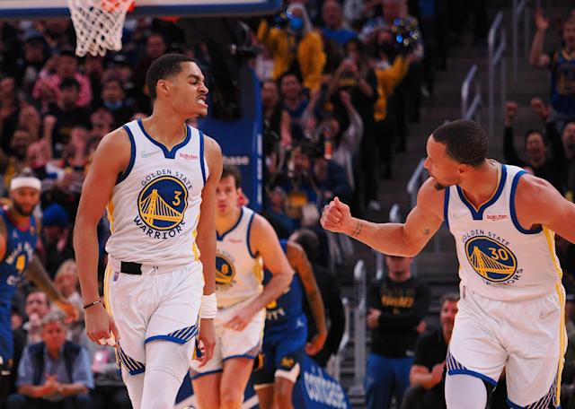 Warriors' Steph Curry, Klay Thompson, Jordan Poole combine for 84 points vs. Nuggets in Game 2