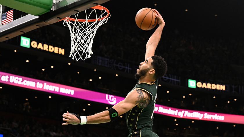 This photo of Jayson Tatum's massive dunk on Giannis Antetokounmpo is  incredible - NBC Sports Boston