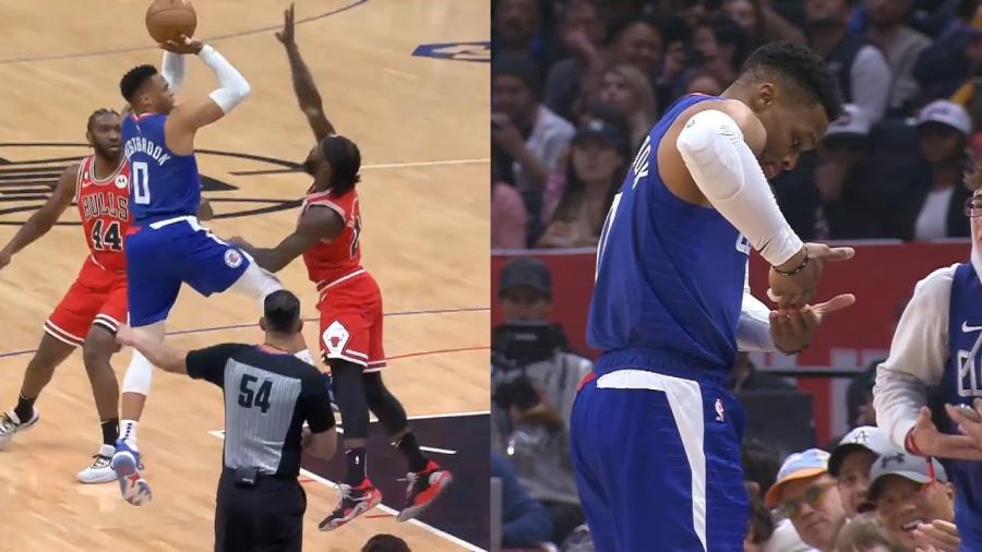 Russell Westbrook rocks the baby on Patrick Beverley after tough and-1 over  him - YouTube