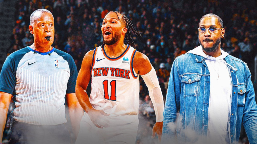 Knicks-news-Jalen-Brunson-falls-victim-to-NBA-flopping-rule-and-Carmelo-Anthony-can_t-believe-it